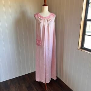 Vintage 70s Cottagecore Pink Lace Nightgown S